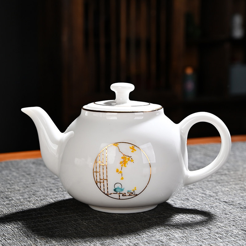 Jade-Colored Ceramic Teapot for Brewing Tea, Single Teapot for Da Hong Pao, Xi Shi Teapot, Black Tea Tea Set, Kung Fu White Porcelain Tea Brewing Vessel