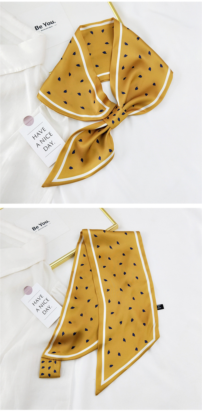 New korean fashion style cross printing silk scarfpicture3