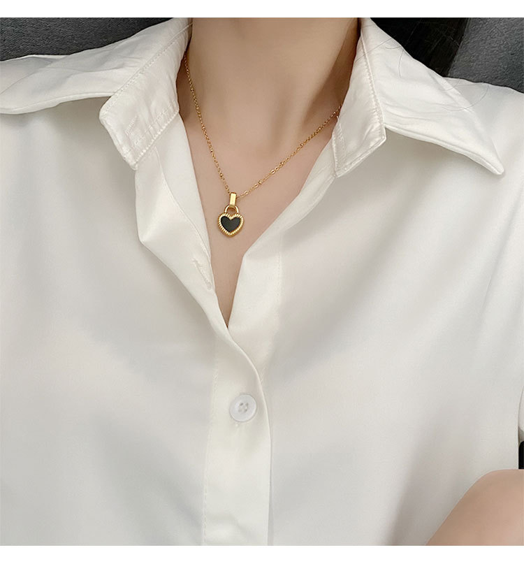 Daily Occasion Titanium Steel Material Heart Shape Pattern Women'S Gender Wholesale Jewelry Fashion Heart Shape Titanium Steel Titanium Steel 18K Gold Plated Gold Plated Pendant Necklace