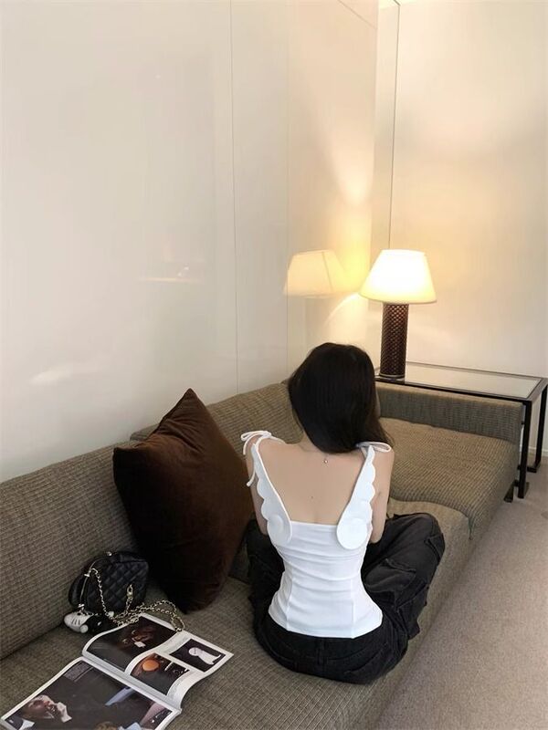 2025新款纯欲少女后背翅膀吊带背心女夏季辣妹修身百搭外穿上衣|undefined