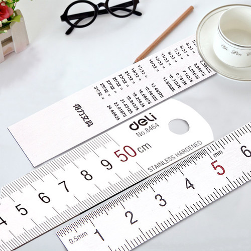 Deli 8464 steel ruler 50 cm steel ruler student office ruler steel ruler