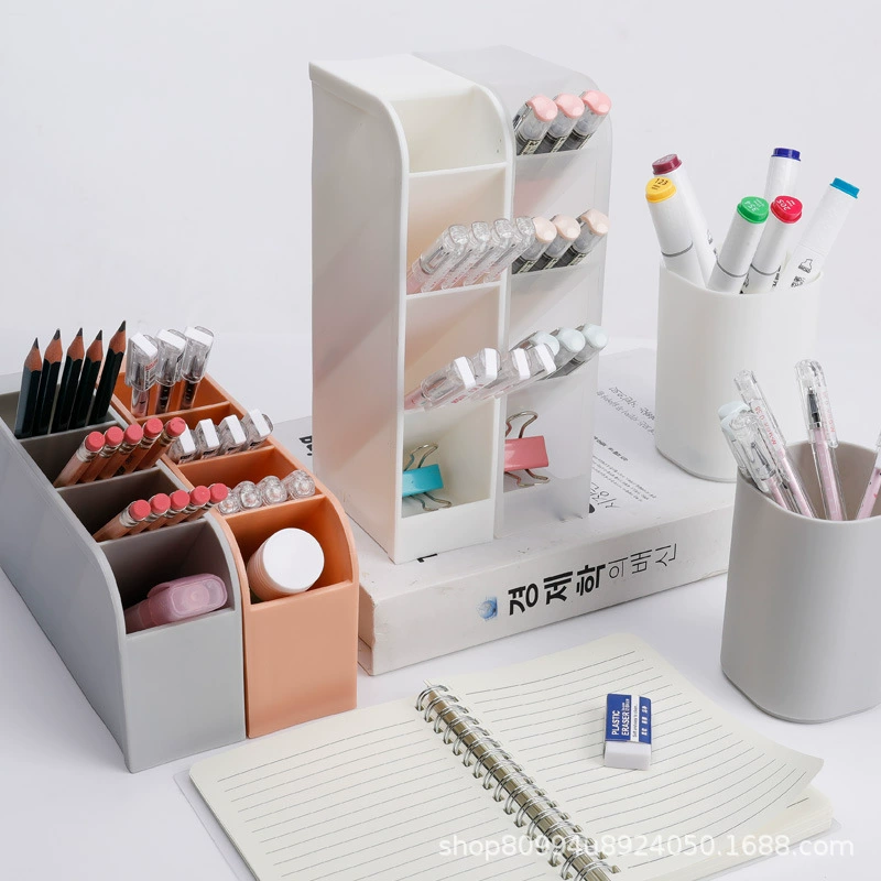 Круглый прозрачный держатель для ручек PP Материал Творческий Наклонный Многофункциональный матовый пластиковый квадратный ящик для хранения с несколькими сетками