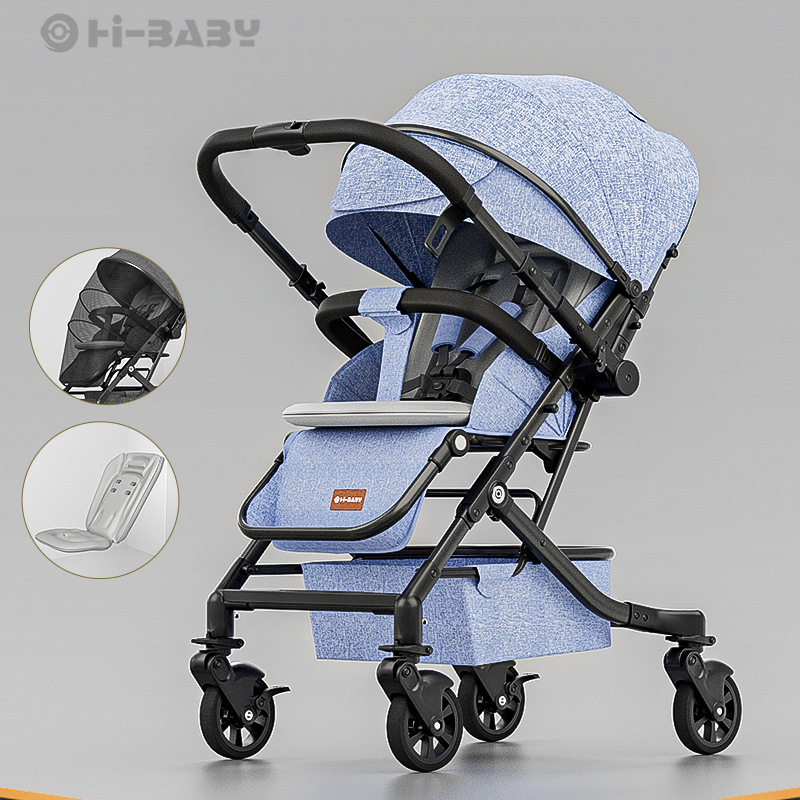El cochecito de bebé hibaby puede sentarse y acostarse, plegable bidireccional, ligero, cochecito de paisaje alto para niños de 0 a 3 años