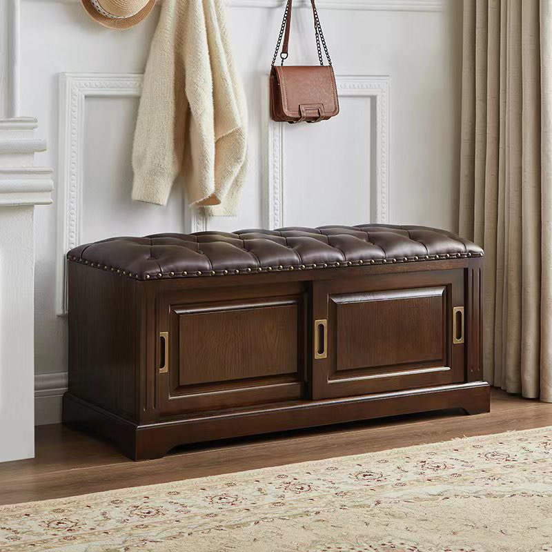 Taburete de cambio de zapatos de madera maciza americana, zapatero, zapatero, sala de estar doméstica de estilo europeo, en la puerta, taburete de zapatos, taburete de almacenamiento multifuncional