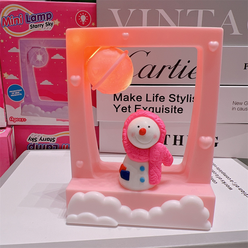 폴리머 클레이 눈사람 문형 램프 파우더