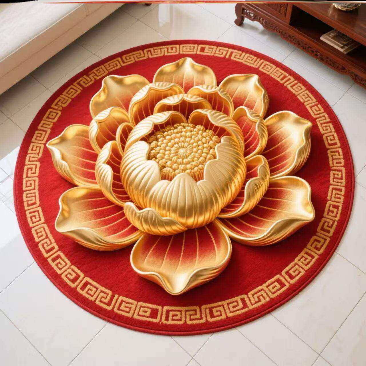 Nueva alfombra de sala de estar de loto chino, alfombra de mesa de té familiar de gran área, alfombra de cama de dormitorio fácil de cuidar