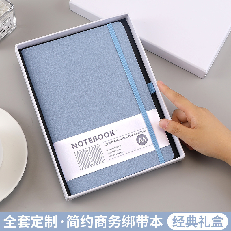 a5 布テクスチャストラップノートブックカスタムロゴシンプルな pu レザービジネス会議メモ帳卸売ギフトセット|undefined
