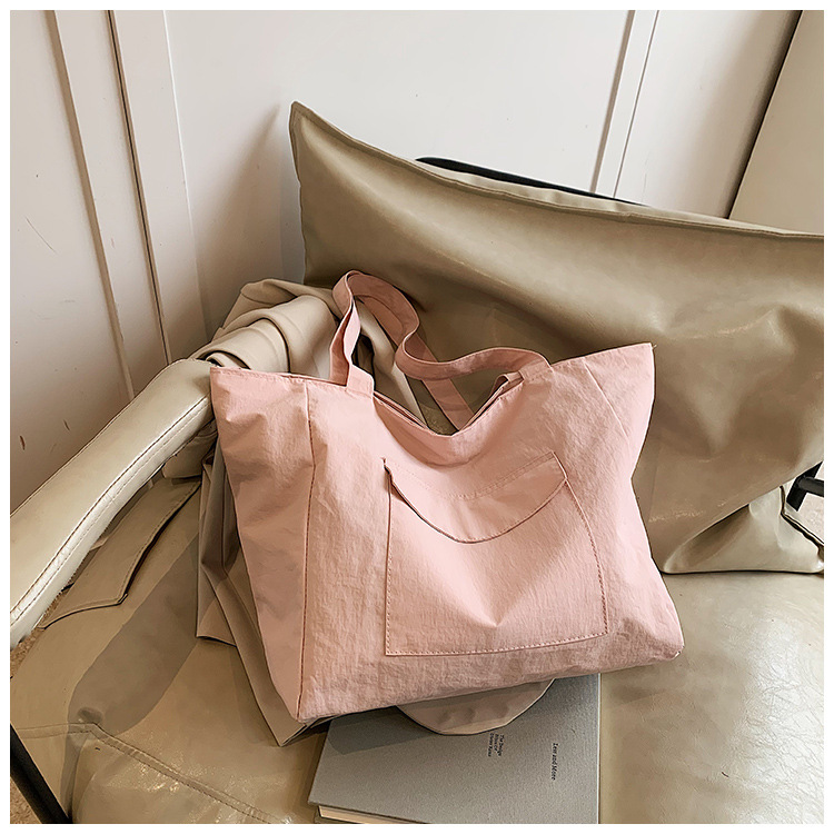 Cross-border laid-back style nylon bag for women 2025 new casual large-capacity shopping handbag, simple and lightweight single-shoulder bag undefined