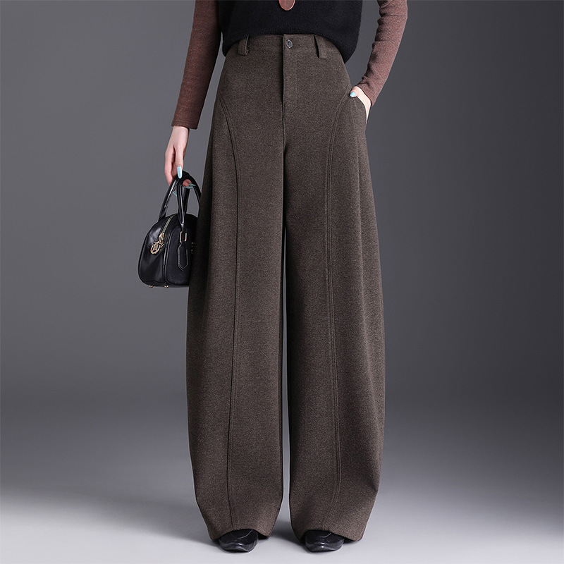 Fashionable Woolen Casual Scythe Pants for Women, 2026 Autumn and Winter New High-Waisted Wrinkle-Resistant Drapey Wide-Leg Pants Fashionable Woolen Casual Scythe Pants for Women, 2026 Autumn and Winter New High-Waisted Wrinkle-Resistant Drapey Wide-Leg Pants