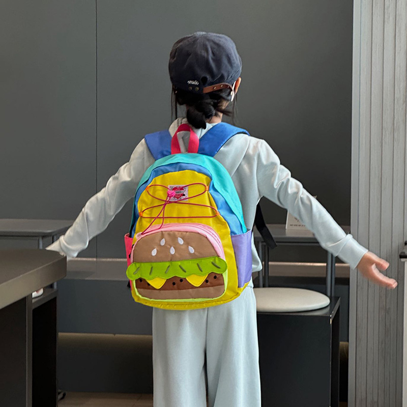 Cartoon Cute Hamburgo mochila para niños y niñas Mochila de diseño personalizado de gran capacidad 2026 nueva mochila infantil transfronteriza