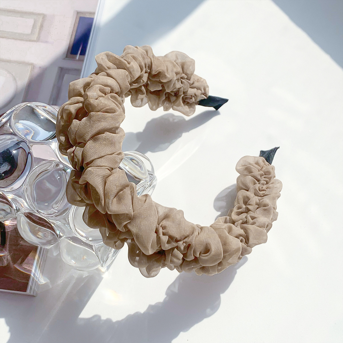 Serre-tête plissé en maille style mode accessoire cheveux_voghion.com