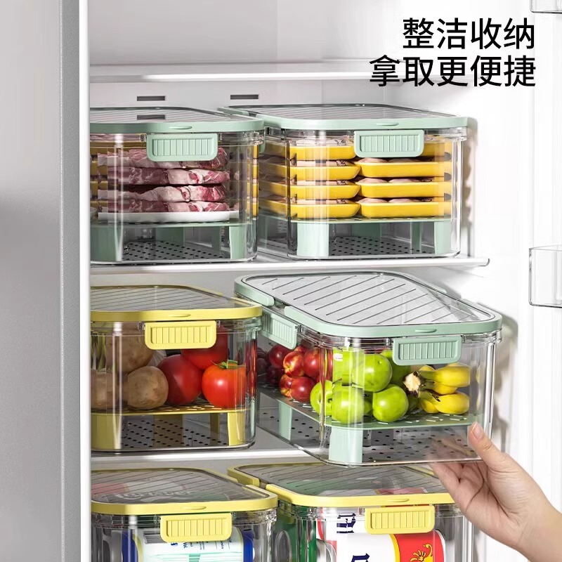 手提げ氷袋保存箱二重大容量冷蔵庫野菜果物弁当箱屋外ピクニック携帯密封箱|undefined