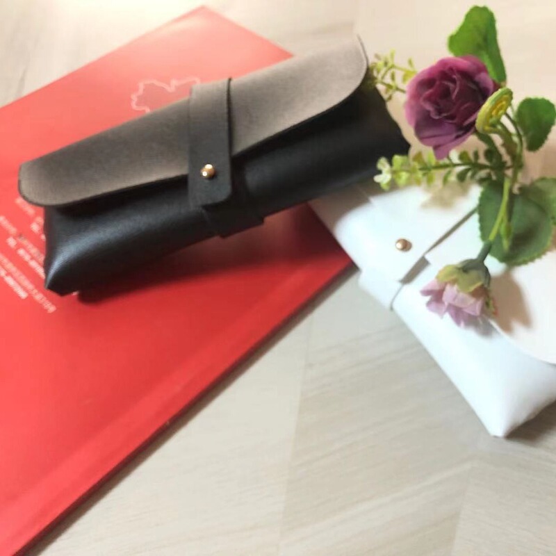Glasses Case Student Leather Handmade Glasses Pouch Ins Simple Portable Storage Box Lens Pouch Lens Cloth Ins Style
