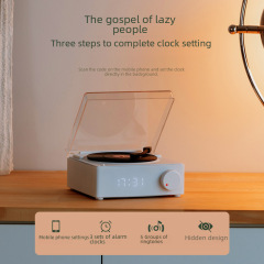 Creative Atom Black Vinyl Record Player Clock Alarm Clock Speaker Card Slot Wireless Smart Bluetooth Desktop Multifunctional Speaker