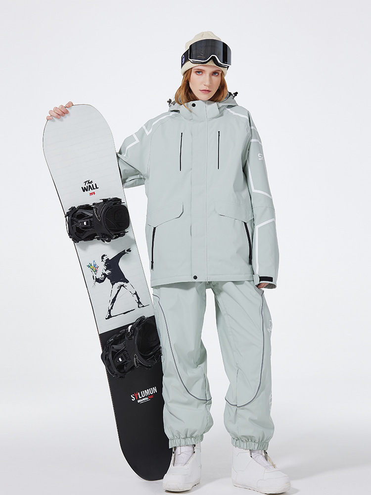 2024新型スキーウェア男女セット冬の屋外スキーウェアのズボンの単板の双板のスキーウェアのセット
