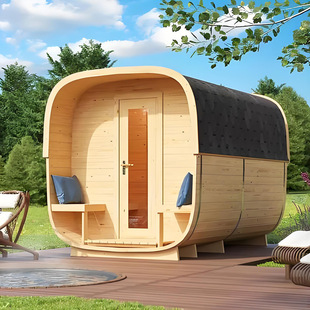 Canada High Quality Fir Pine Wood Big Size Outdoor Sauna Steam Room
