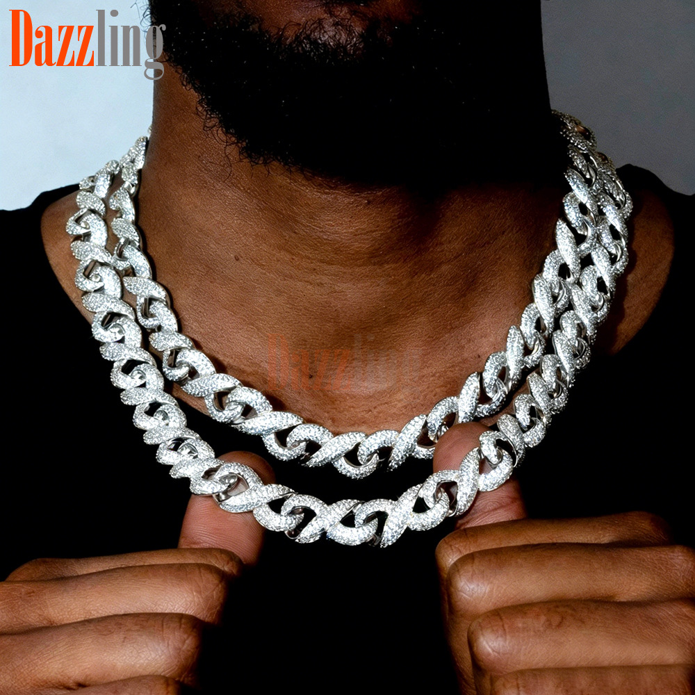 Nouveau collier pour homme Amazon, style hip-hop, orné de zircon infini de 15 mm de large et entièrement serti de diamants. Disponible pour_voghion.com