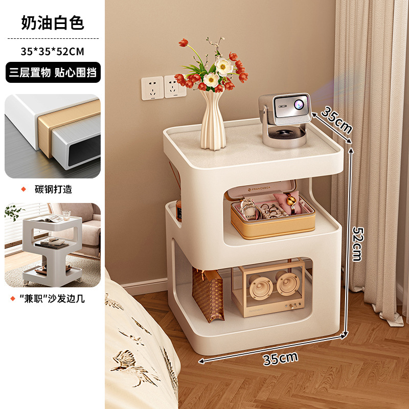 Mesita de noche, dormitorio doméstico, diseño de nicho, alternativas, herraje, arte en hierro, lado móvil creativo, estante de la cama