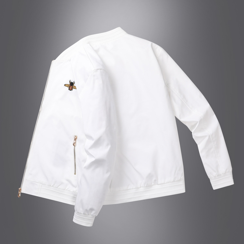 Veste de baseball décontractée à col montant et broderie simple pour homme, nouvelle mode printemps_voghion.com