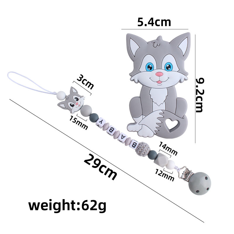 Hemu clip de chupete Fox gato juguete mordedor bebé nombre silicona gato chupete cadena infantil suministros