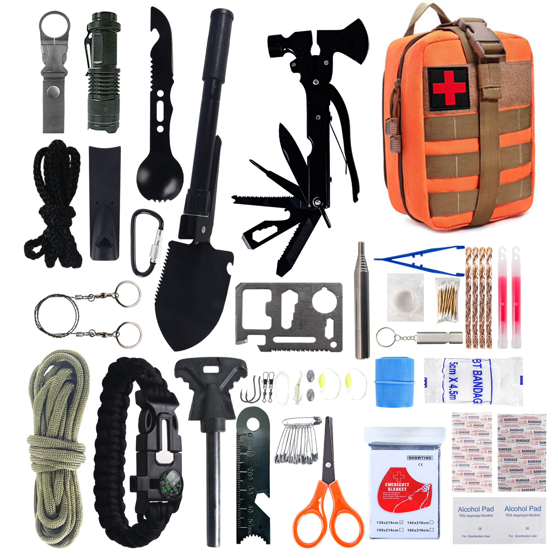 Equipo de camping al aire libre camping herramientas de supervivencia traje Kit de supervivencia de emergencia multifuncional suministros de supervivencia al aire libre