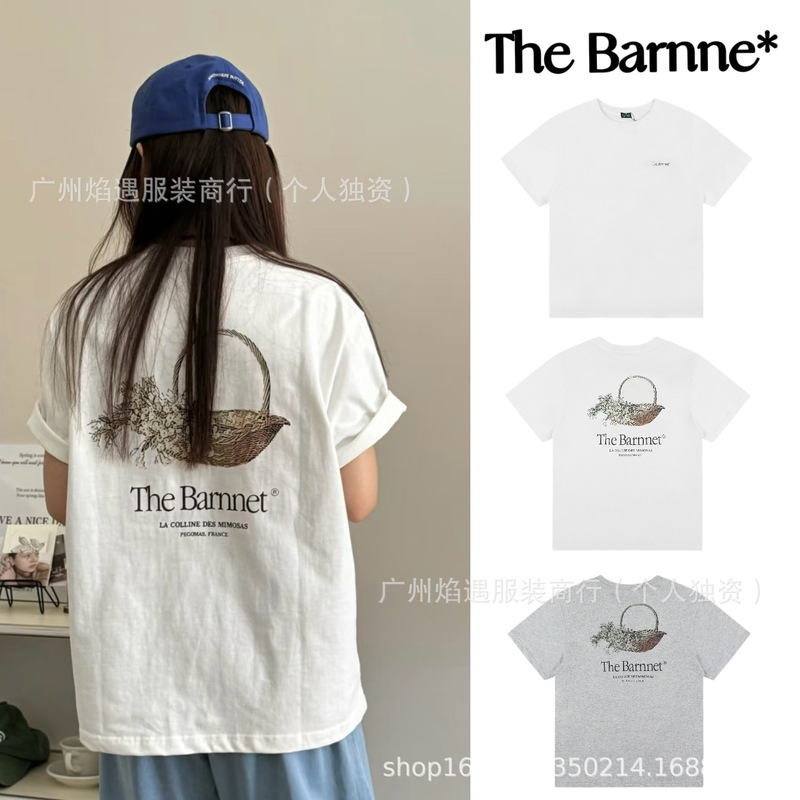 In-Stock Korean Niche Brand the Barnne* Versatile Loose-Fit Floral Letter Print T-Shirt for Women, Available for Dropshipping In-Stock Korean Niche Brand the Barnne* Versatile Loose-Fit Floral Letter Print T-Shirt for Women, Available for Dropshipping