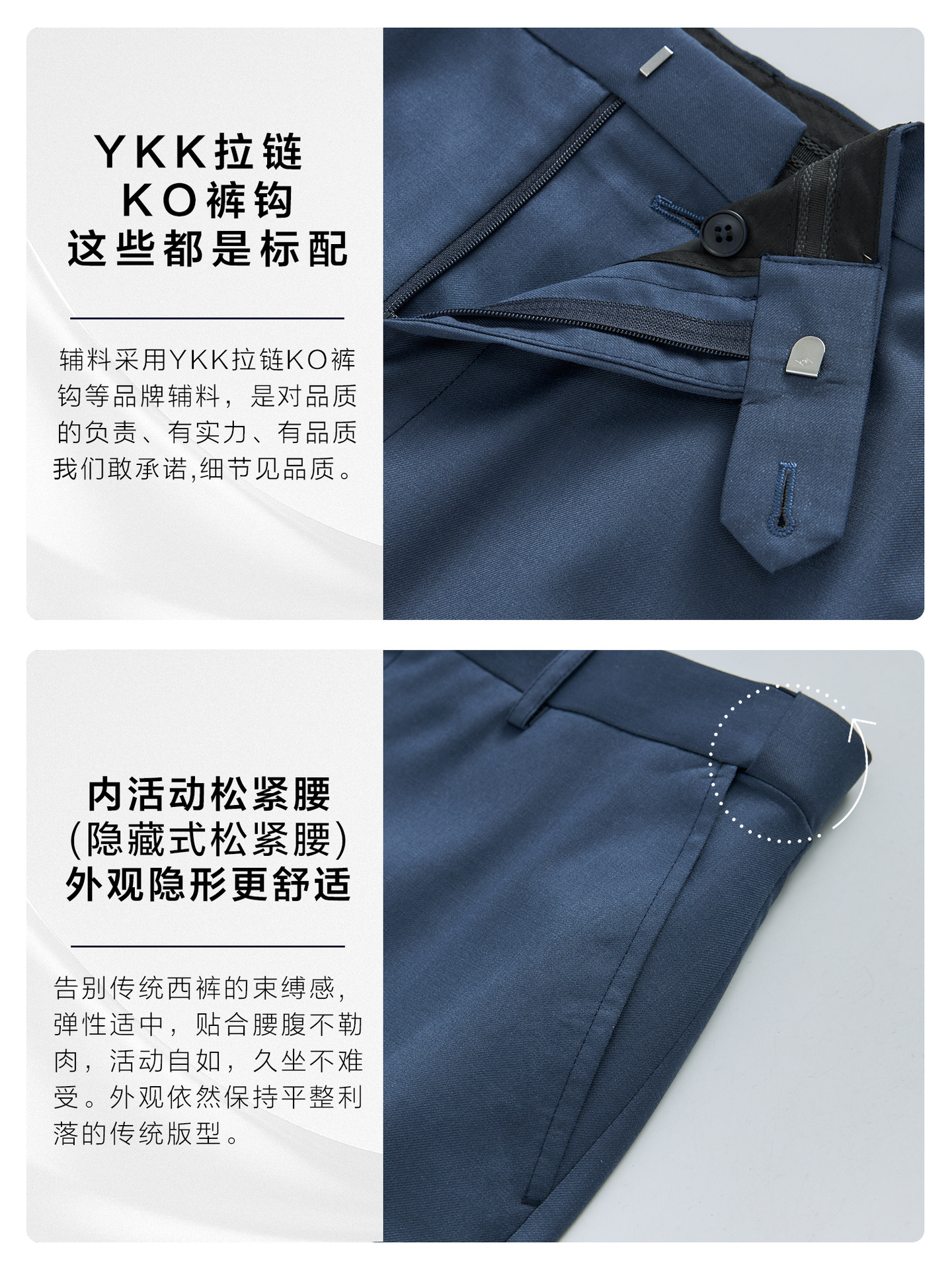 Pantalones de lana para hombres, traje de negocios para hombres, traje de cintura alta, pantalones casuales, niebla azul, pantalones rectos, nueve puntos, incluyendo lassiles