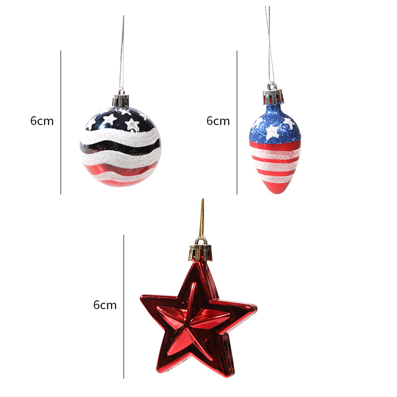 Cross-border wholesale decorative balls, American Independence Day decorative hanging balls, Christmas balls, decorative props, plastic ball sets