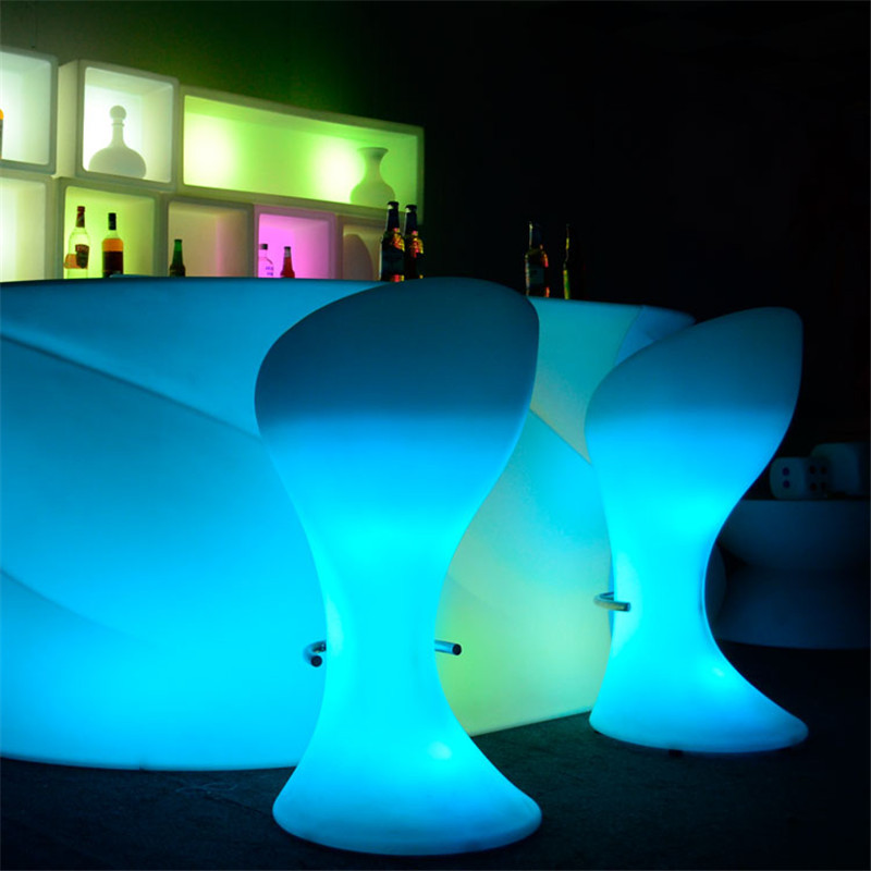 LED iluminado silla de bar creativo taburete alto movimiento combinación de piso mesa y silla al aire libre cóctel al aire libre image 5