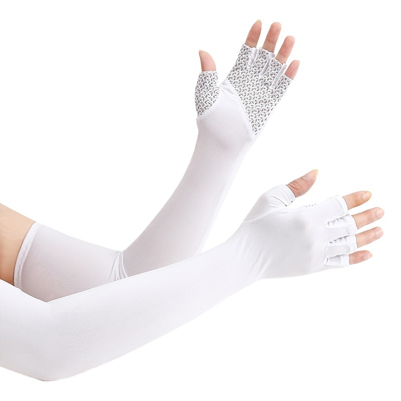 Cross-Border Summer Outdoor Non-Slip Half-Finger Cycling Gloves, Ice Silk Breathable High-Elastic Quick-Dry Fishing Sun Protection Sleeves