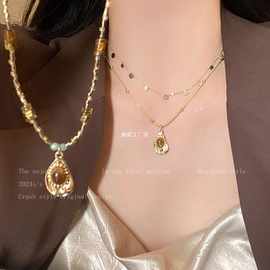 虎眼石天然编织项链女美拉德复古风气质配饰2024新款高级感锁骨链