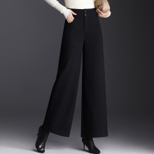 毛呢阔腿裤女秋冬加厚新款高腰垂感大脚裤宽松甩腿裤直筒九分长裤