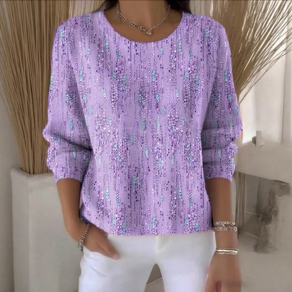 Cross-Border European and American Amazon Independent Station New 3D Digital Printing Women's Fashion Round Neck Casual Long-Sleeved Tops Cross-Border European and American Amazon Independent Station New 3D Digital Printing Women's Fashion Round Neck Casual Long-Sleeved Tops
