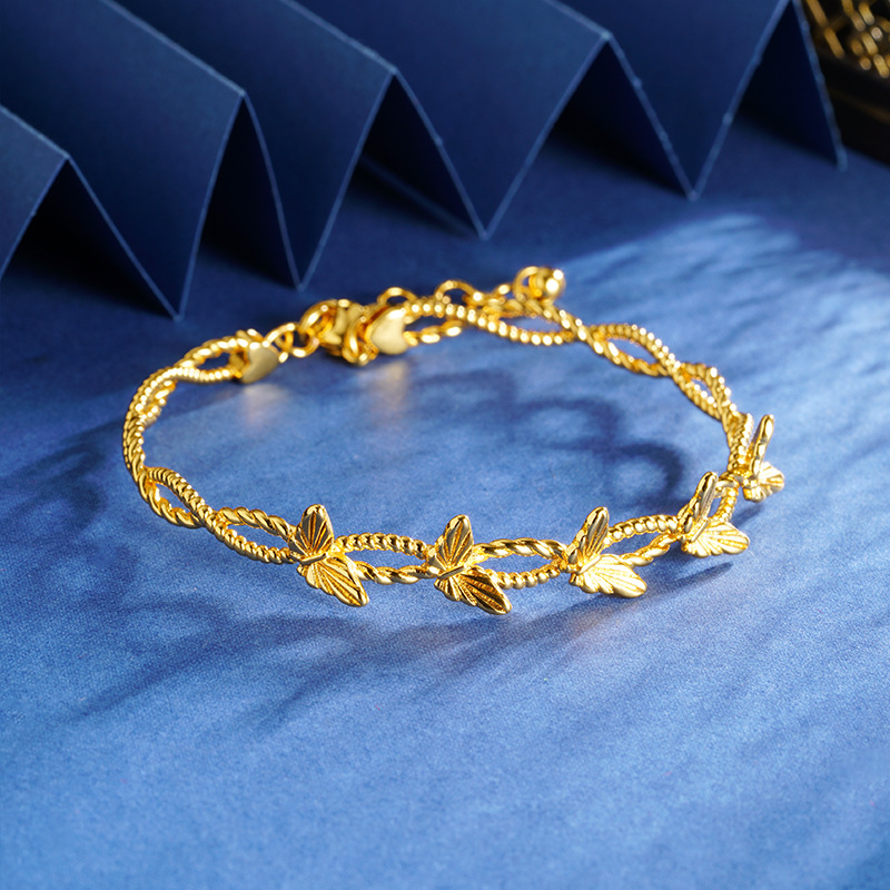 Vietnam Shajin, luz, lujo, flash, láser, flor, sombra, pulsera de mariposa, joyería ajustable que no se desvanece durante mucho tiempo