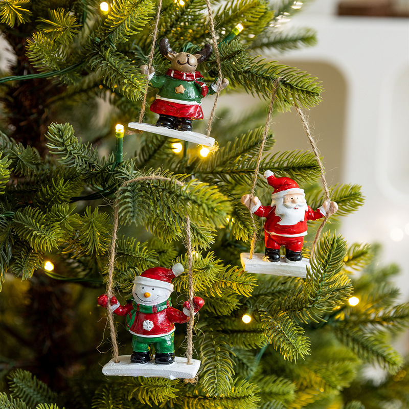 ホット販売クリエイティブクリスマス装飾樹脂サンタクロース雪だるまヘラジカスイングペンダント人形クリスマスツリー装飾|undefined