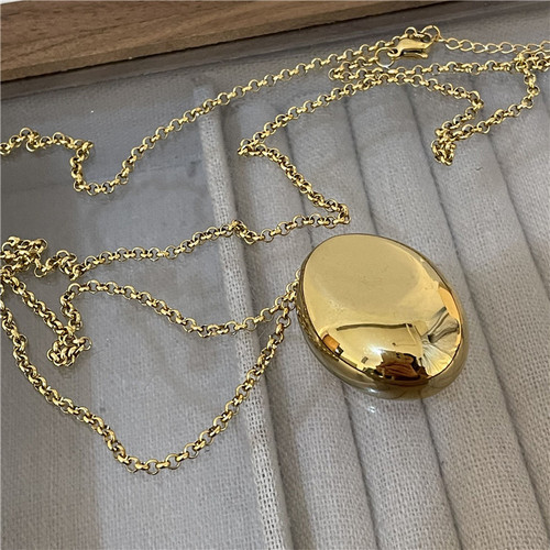 High-end 18K non-fading water drop geometric ins style personality extremely simple light luxury niche sweater chain necklace long style