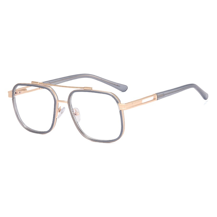 81092 nuevo marco de Gafas de metal TR90 doble haz polígono gafas lisas anti-Luz Azul gafas marco puede ser equipado con gafas de miopía