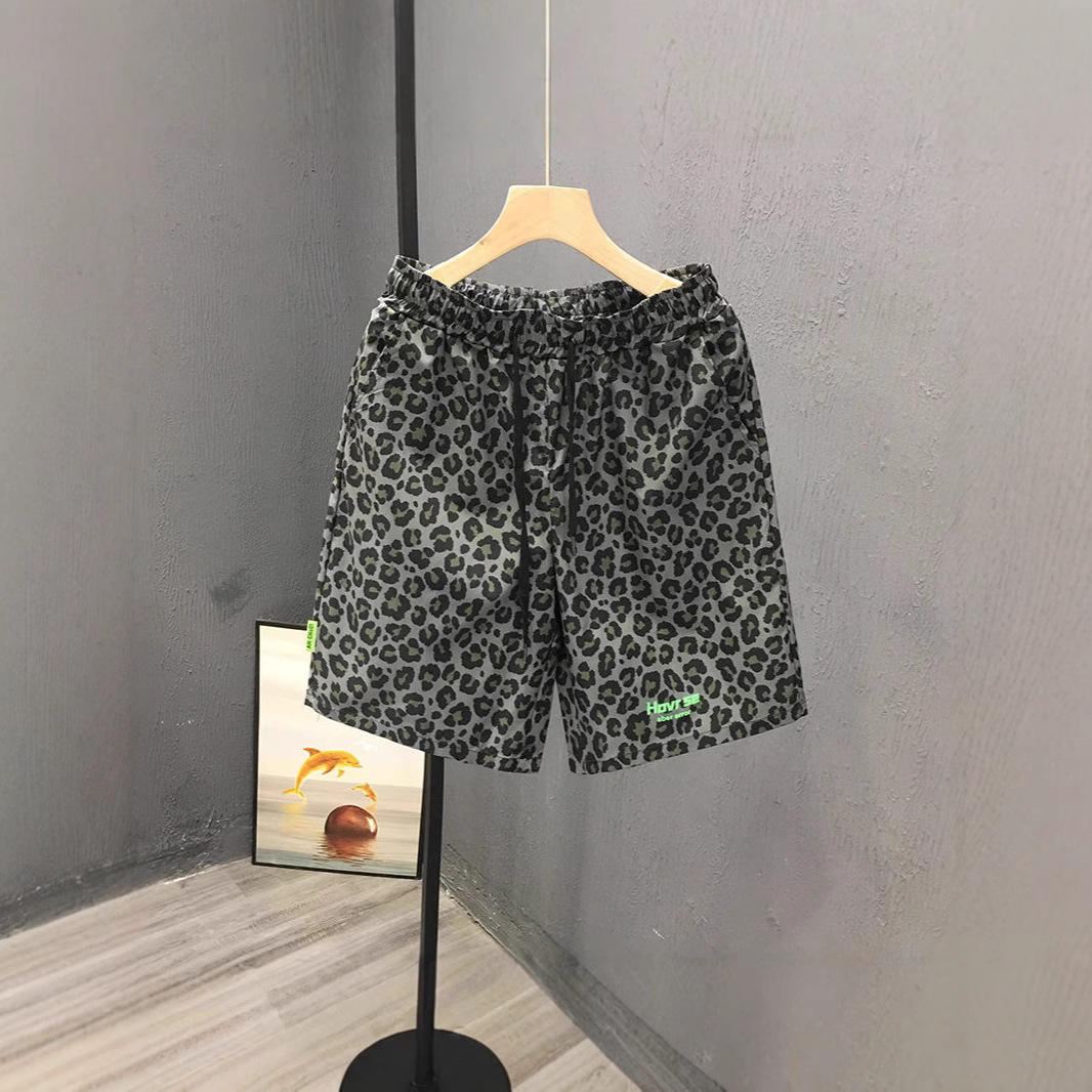 Plus Size Men's Leopard Print Shorts Summer Trendy Beachwear New Thin Style Retro Five Point Cut_viptrois.com