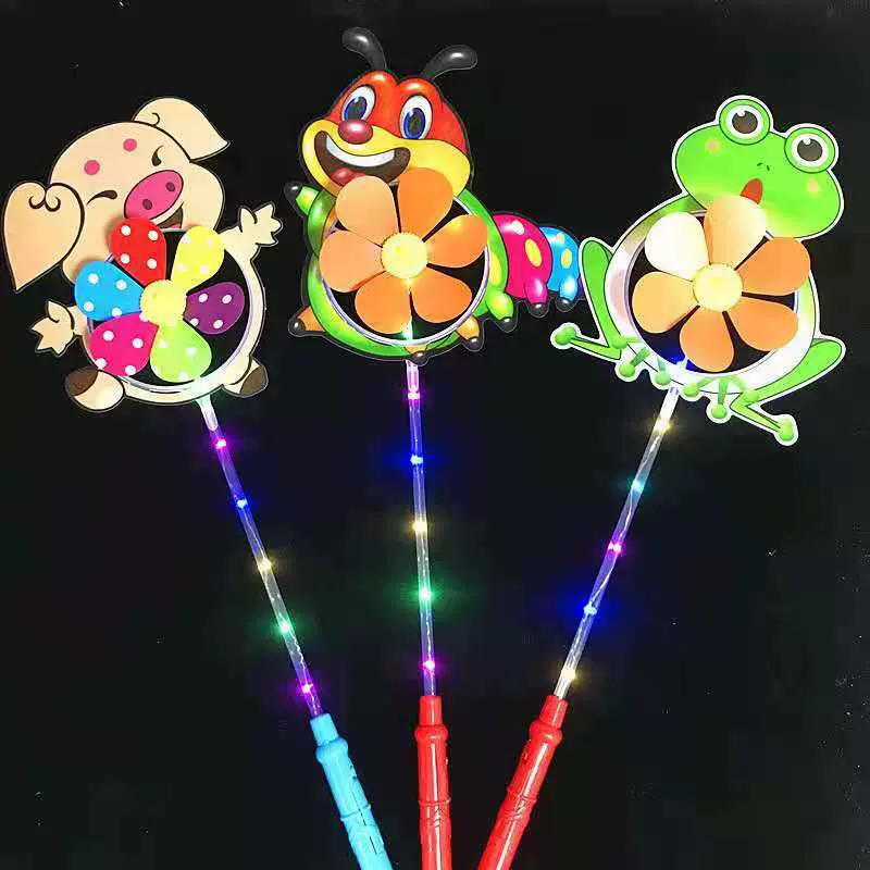 儿童玩具创意发光风车LED七彩闪光卡通风车网红夜市地摊货源批发