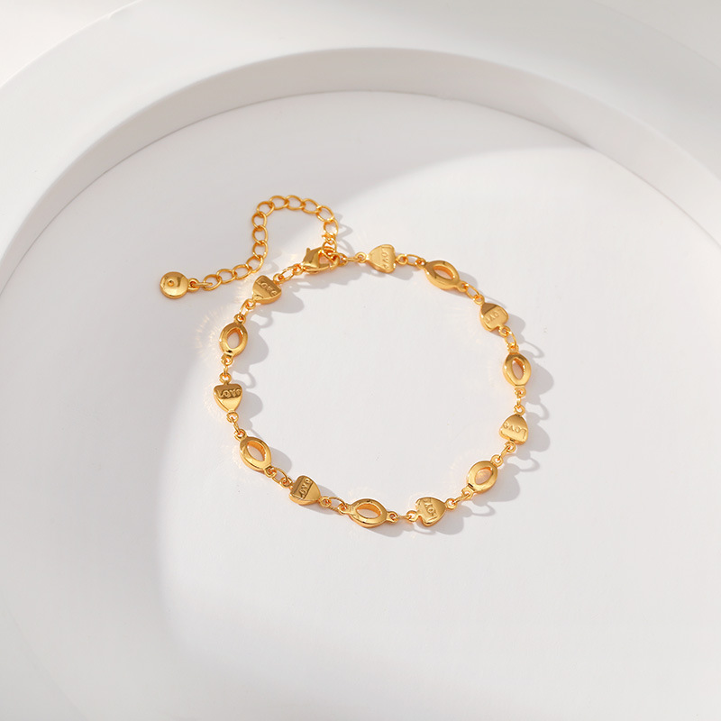 Elegant Letter Heart Shape Copper Bracelets