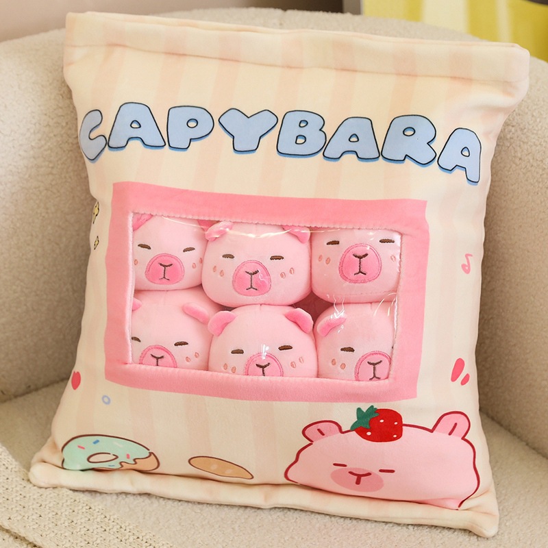 Bocadillos bolsas de regalo Kapibara muñecas de peluche descomprimidas almohada creativa almohada de viento casual bolsas de bocadillos juguetes image 2