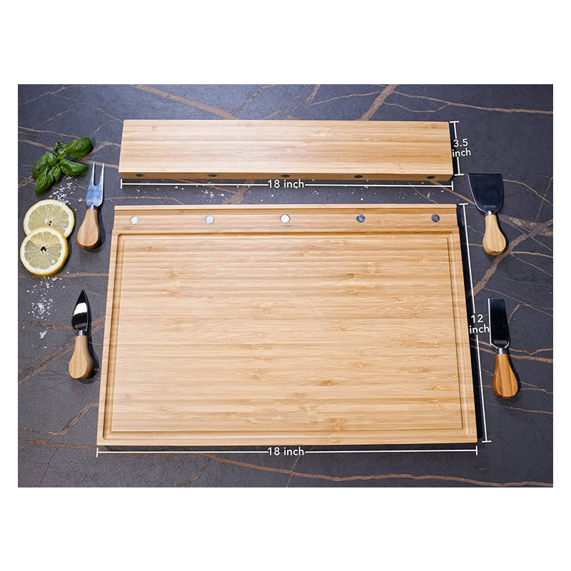 Tabla de cortar de madera con cuchillo y tenedor queso tabla de queso extraíble tableta de teléfono móvil soporte tabla de cortar carne vegetal