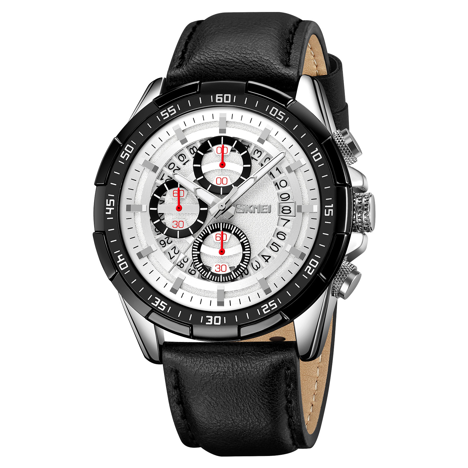 Momento de belleza multifuncional relojes de cuarzo cronógrafo tres ojos seis agujas impermeables marca de relojes de pulsera de luz nocturna al por mayor de puntos transfronterizos