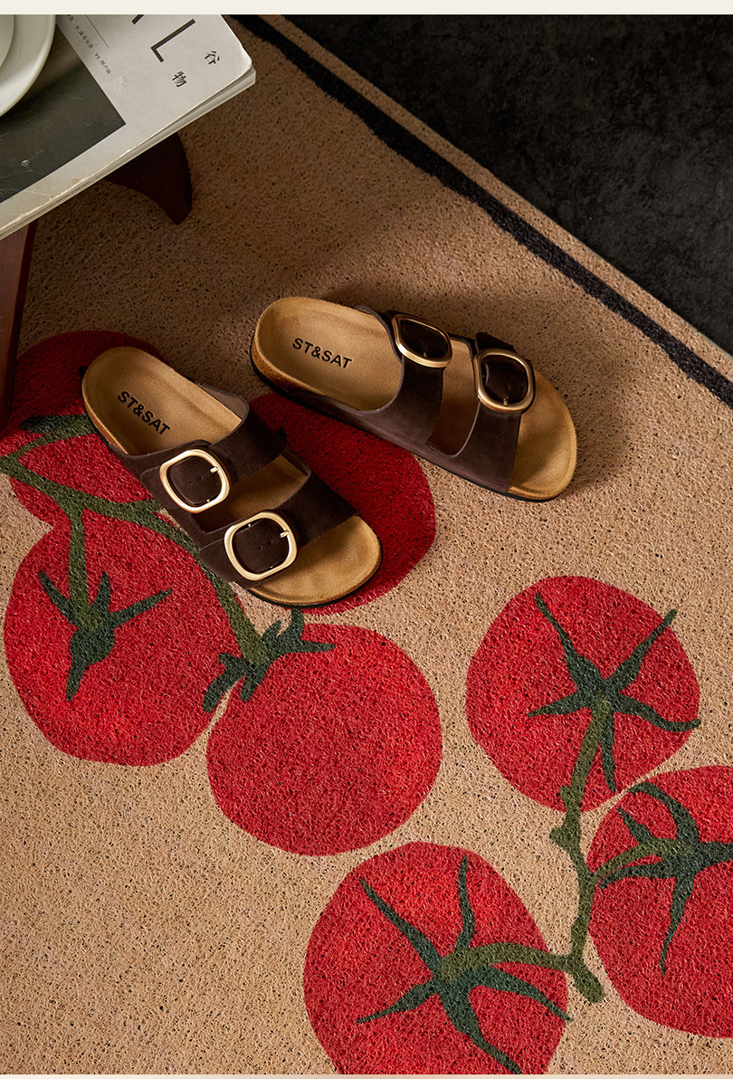 Entrance door mat with a light luxury and high-end feel, vintage style, dirt-resistant, non-slip, washable PVC loop mat for the foyer entrance
