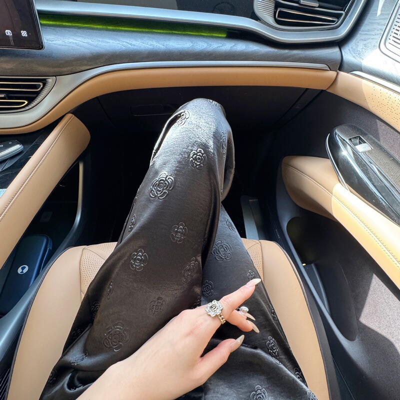 新しい中国風の多用途椿ストレートパンツ夏ジャカードサテンドレープワイドレッグパンツ高貴な女性のパンツ|undefined