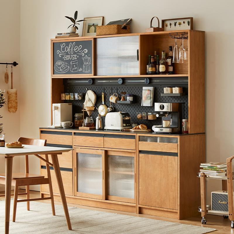 Solid Wood Furniture Sideboard Nordic Solid Wood Japanese Cherry Wood Storage Cabinet Integrated Home Kitchen Wall Storage Cabinet