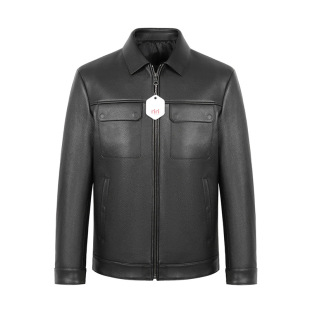 2025 Spring New Haining Lei Jun Genuine Leather Deer Leather Men's Slim-fit Short Lapel Young and Middle-aged Men