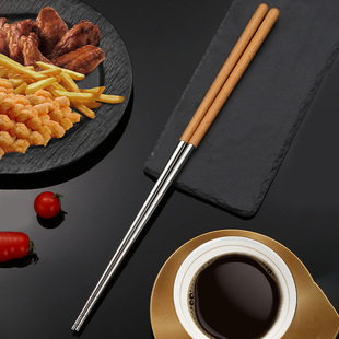 304 stainless steel fried chopsticks extended beech handle household 40cm fishing noodles public chopsticks high temperature resistant hot pot chopsticks