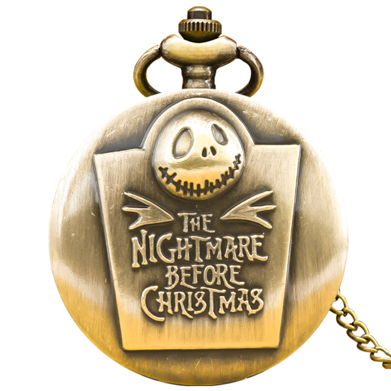 Foreign trade steampunk hot Christmas pocket watch Jack skull Tim Burton devil quartz large pocket watch