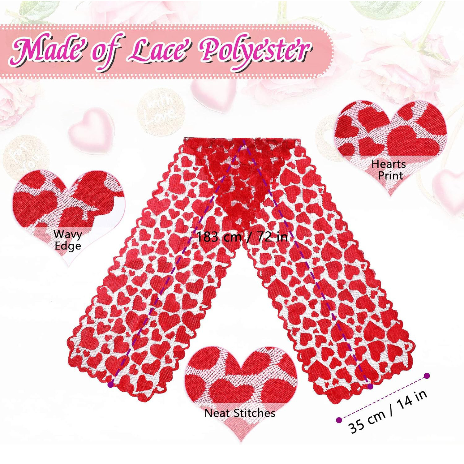 Nuevo amor Día de San Valentín tela de mesa rectangular table bandera de encaje conjunto de almohadillas rojo estilo europeo y americano decoración de la fiesta